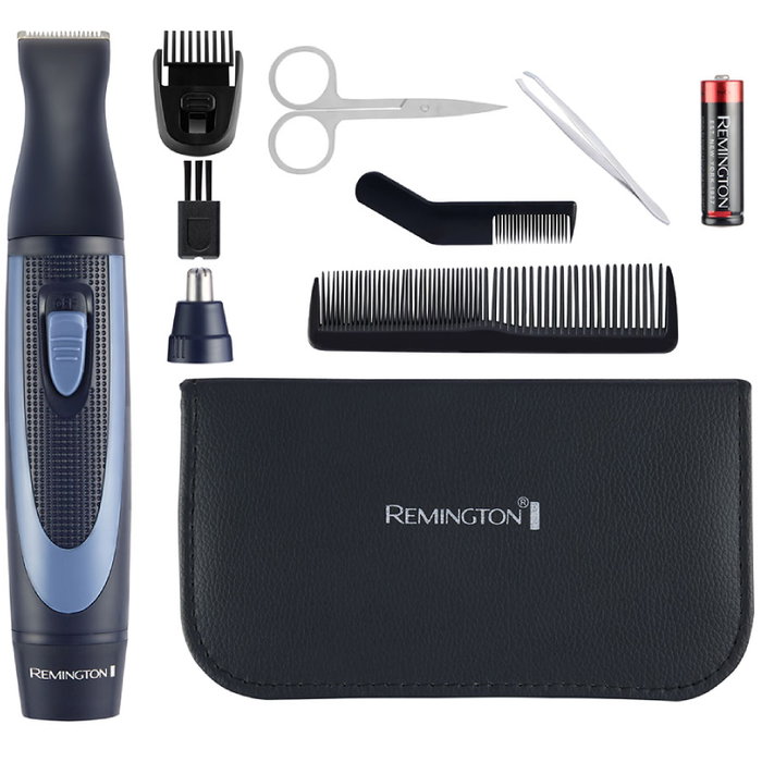 Remington Kit de viaje de 13 piezas con recortadora de nariz y orejas Remington Kit de viaje de 13 piezas con recortadora de nariz y orejas